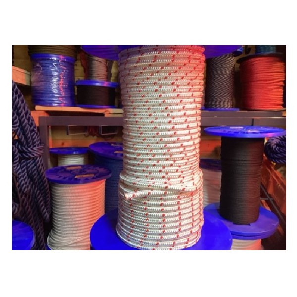 70 meter wit rood gevlochten polyester touw 10 mm dik